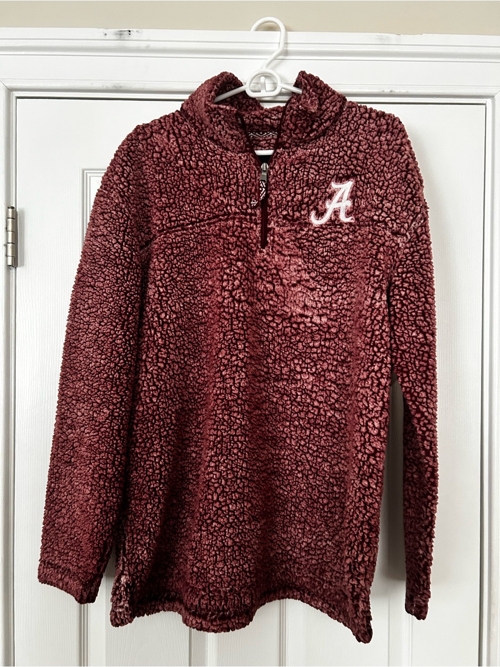 XL Alabama Crimson Fuzzy Sherpa Quarter-Zip Pullover